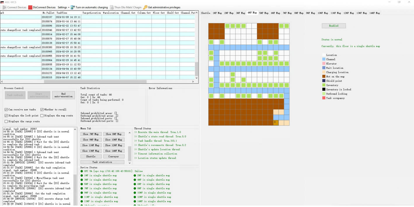 HUAYIDE WCS System Interface Screenshot